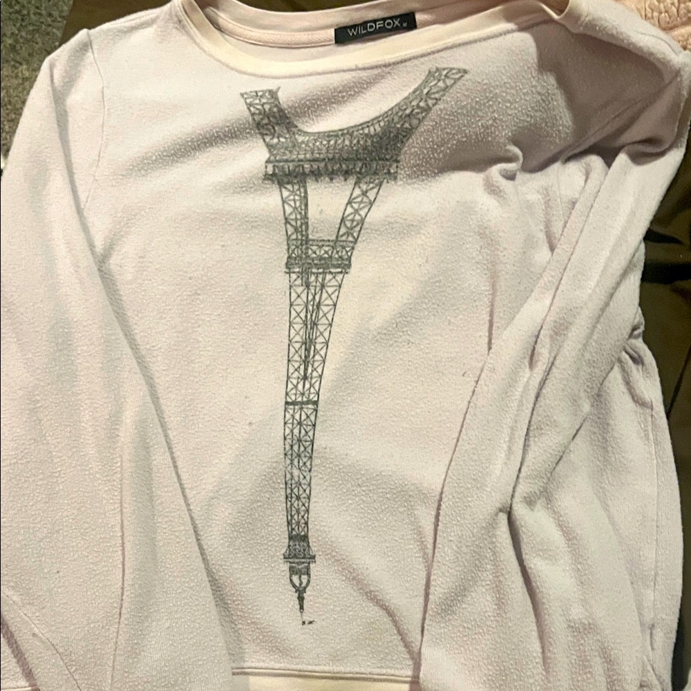 Wildfox Light Pink Sweater with Eiffel Tower Design